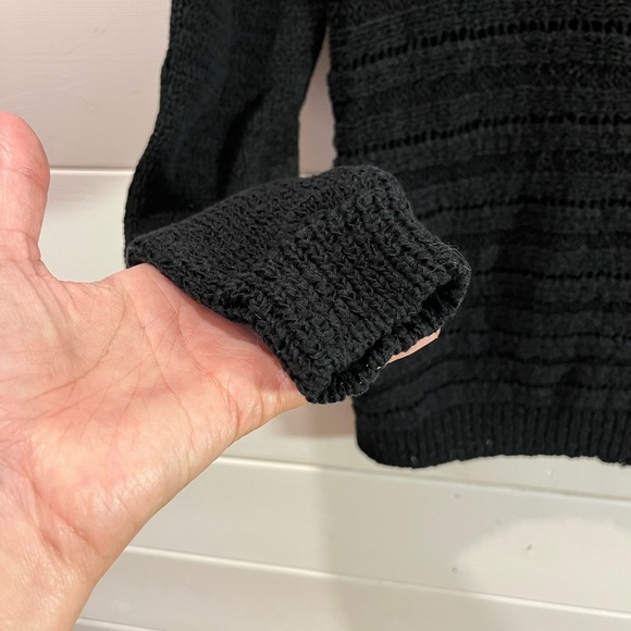 🖤 L AUREN RALPH LAUREN – Black Open-Knit Sweater – Size L - Picture 4 of 7